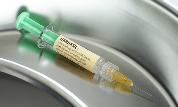 Syringe containing HPV vaccine