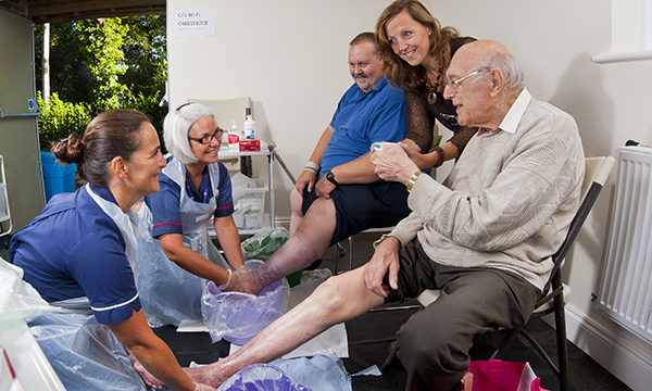 leg club members' ulcers are dressed