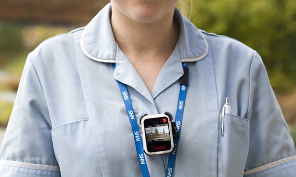 Nurse wearing a body camera