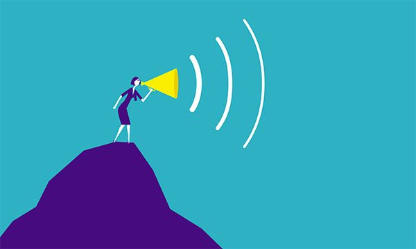 nurse with loud hailer