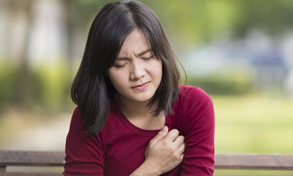 Woman with chest pain
