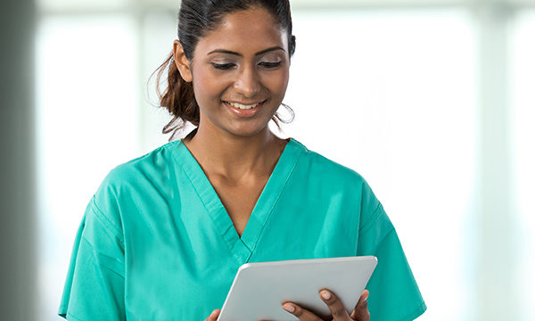 Nurse using iPad