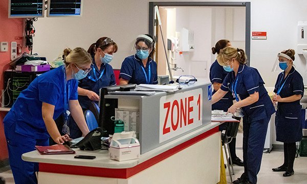 Staff at a hospital emergency department during the pandemic